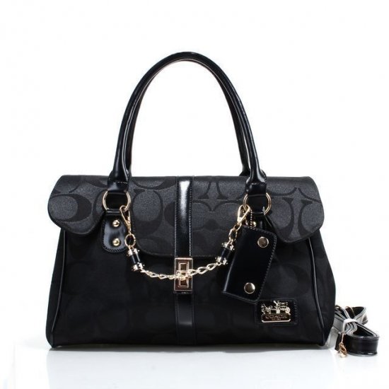 Coach Ring Chain Large Black Satchels FBY - Click Image to Close